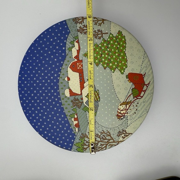 4 Vtg Christmas Metal Cookie Candy Tins Round MCM Santa Bear Toy Winter Snow - Picture 14 of 14